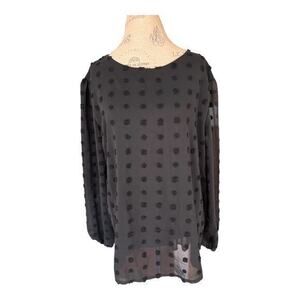 Qearal long sleeve business casual blouse, tufted polka dot pattern - size 2X